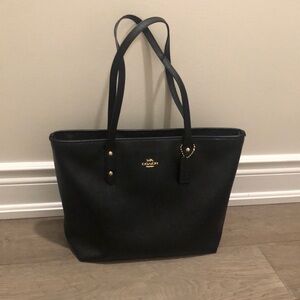 Black leather COACH tote